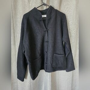 Marisa Christina 100% Wool Kimono Style Cardigan Sweater Blk Vintage Size Large